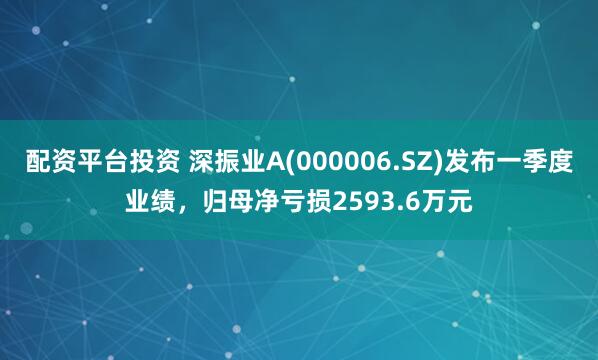 配资平台投资 深振业A(000006.SZ)发布一季度业绩，归母净亏损2593.6万元